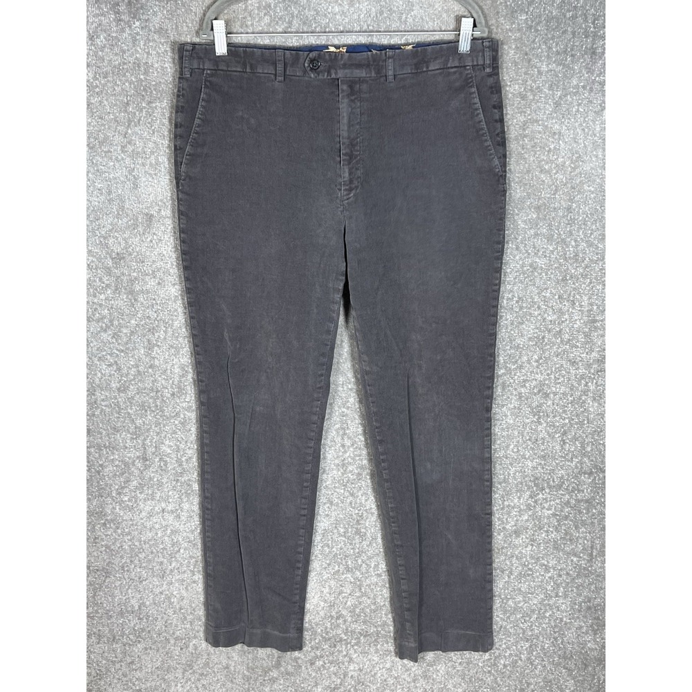 LAUREN Ralph Lauren Corduroy Pants Mens 38x32 Gray VTG Dog Print Waistband Trim